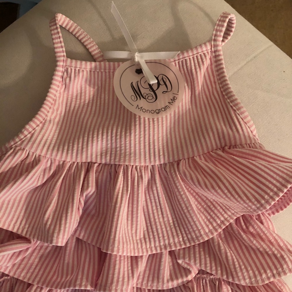 Pink Seersucker Ruffle Swimsuit by MudPie